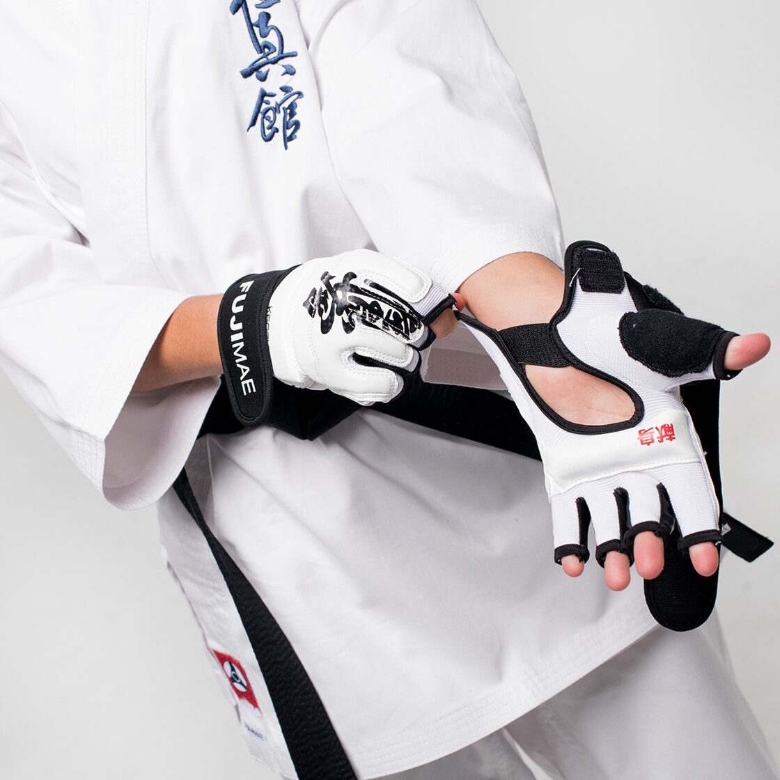 Gants De Sac De Frappe Kyokushin Karate - Cuir De Vachette - Taille Unique Adulte (L/XL) - Noir Avec Logo