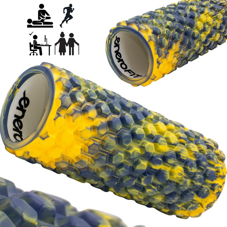 Fitnesa un masāžas rullis 14x33CM ENERO FIT dzeltens/zils