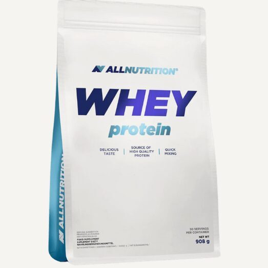 Allnutrition Whey Protein 908 g ar dažādām garšām.