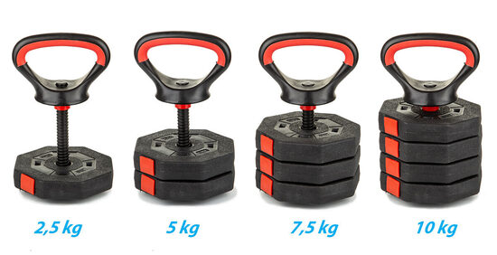 Svaru bumba EB FIT kompozītā 10 kg (4×2,5 kg) regulējama 