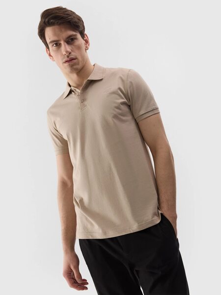 Men's regular plain polo shirt - beige