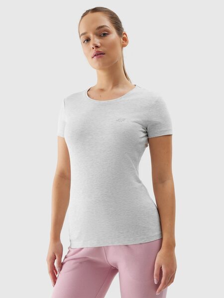 Women's slim plain T-shirt - grey